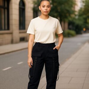 Dolls Kill Current Mood Black Jogger Sweatpants with Straps sz L NWT